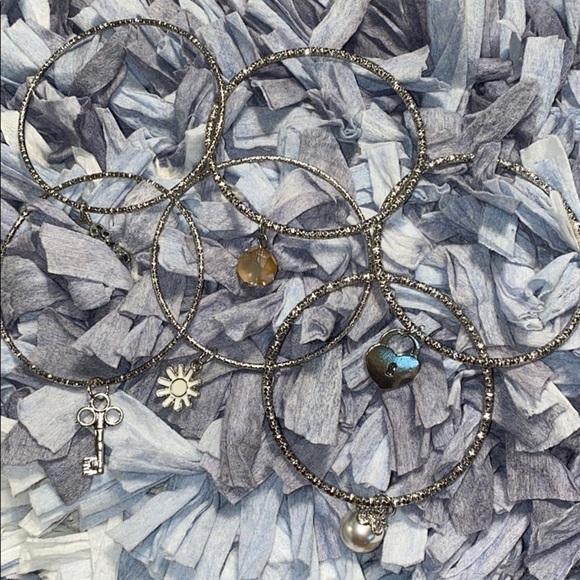 BANGLE set silver tone  (6) - Picture 2 of 2